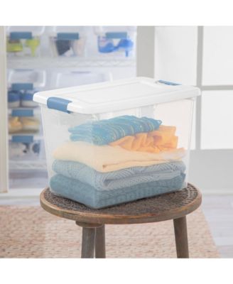 25 Quart Latching Storage Box, Stackable Bin with Latch Lid, 12 Pack