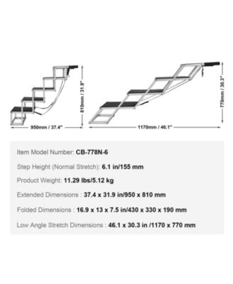 5-Step Folding Dog Stairs for Cars, Aluminum Pet Steps Loads up to 150 lbs, Portable Dog Ladder