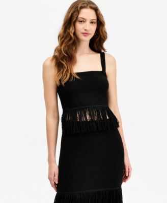 Women's Square-Neck Fringe-Trim Tank Top