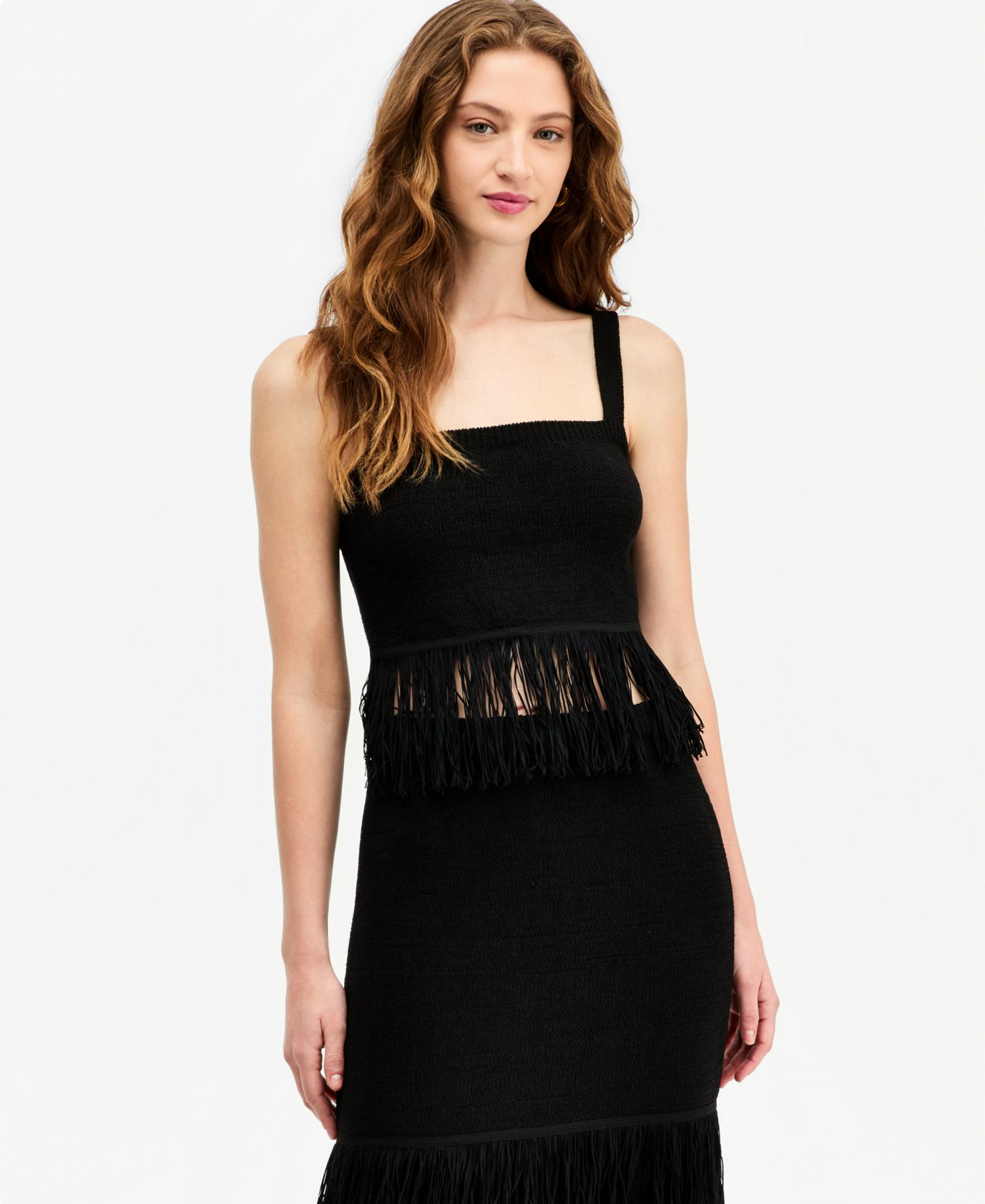 Women's Square-Neck Fringe-Trim Tank Top