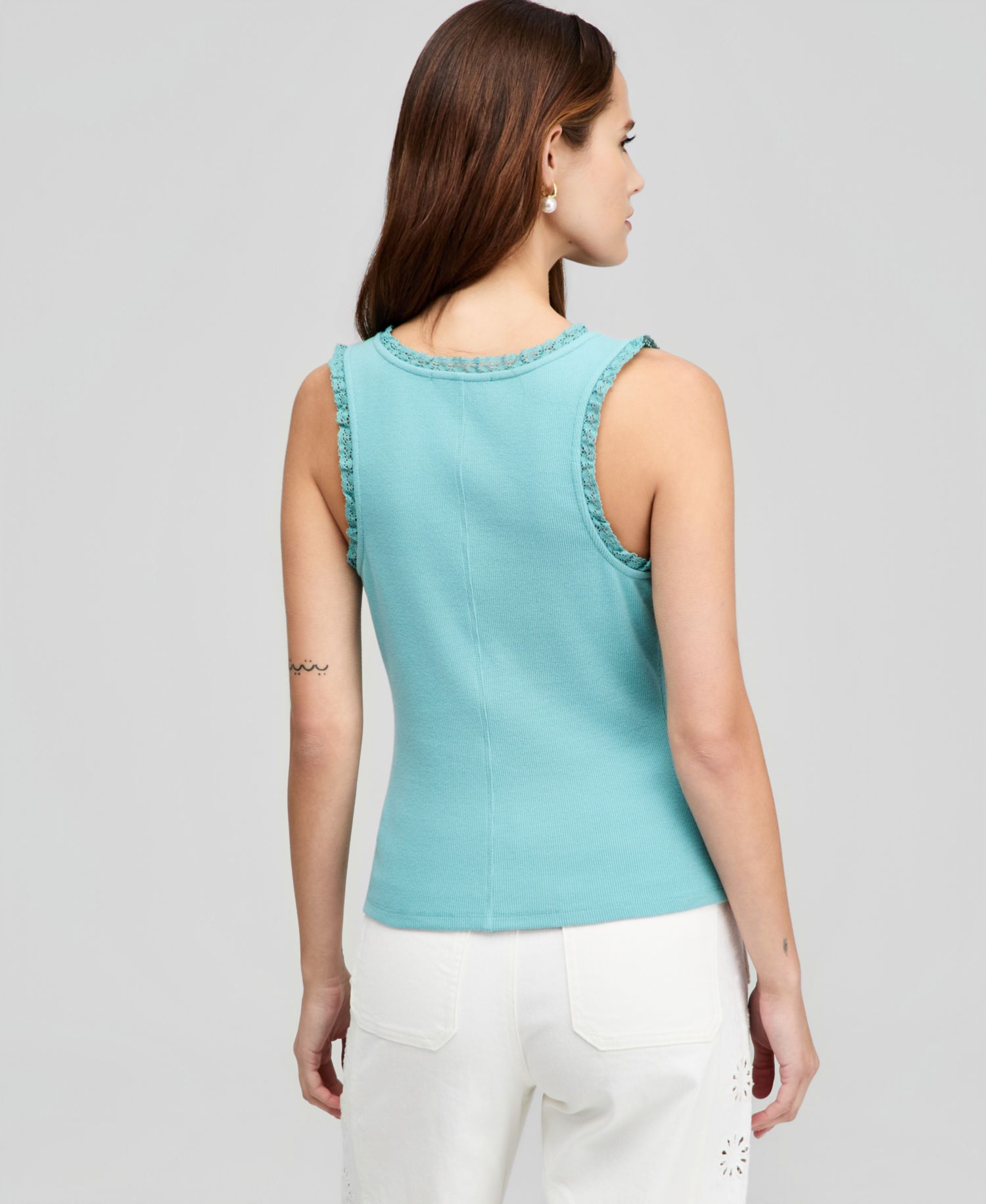 Plus Sleeveless Lace-Trim Tank Top
