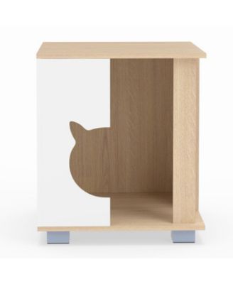 Cat Condo 17 inch Wooden with Kitty Head Entry and Metal Legs