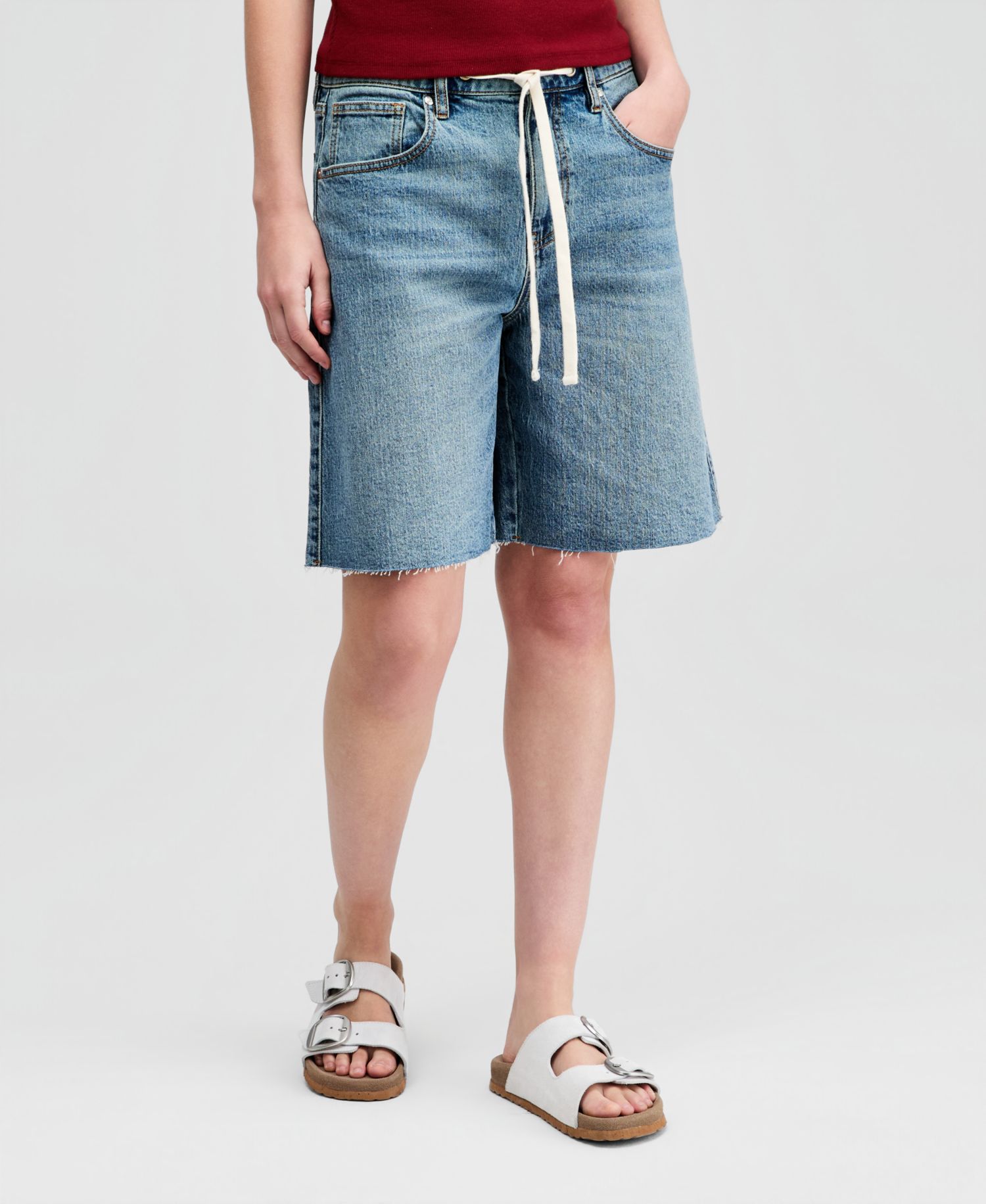 Women's Tie-Waist Raw-Edge Jorts