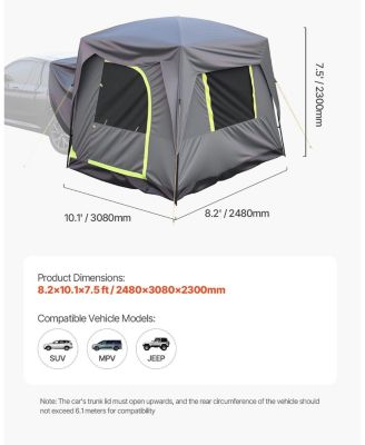 10x8 FT SUV Tent for Camping 5-8 Person with Rainfly Bag