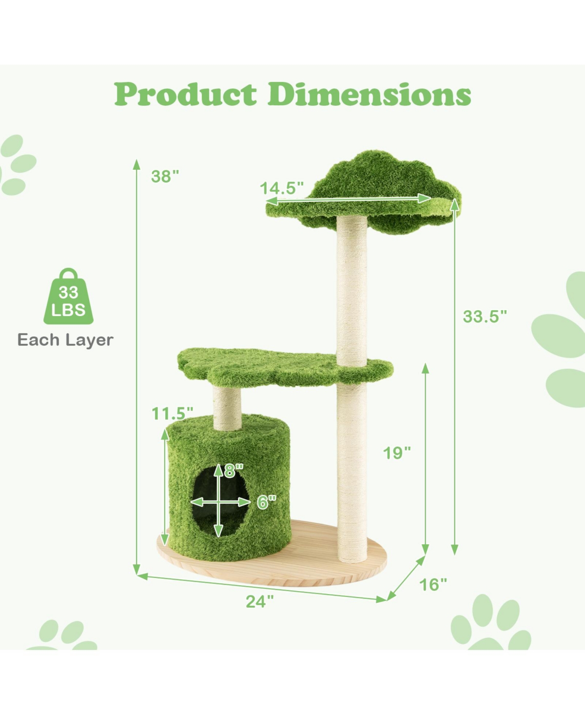 Cozito Cat Tree 38 inch Cute Cloud Shape with Sisal Scratch Posts