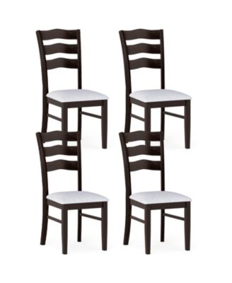 Dining Chairs Set of 4 Fabric Rubber Wood Legs Padded Seat Wavy Backrest Armless