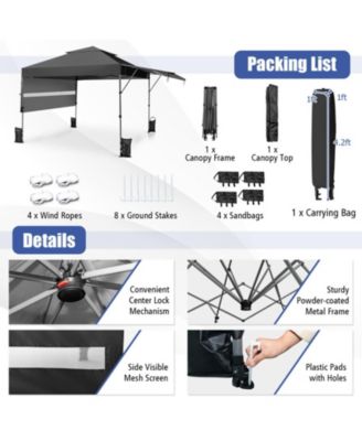 10 x 17.6 ft Pop Up Canopy Tent with Dual Half Awnings and Wheeled Carry Bag