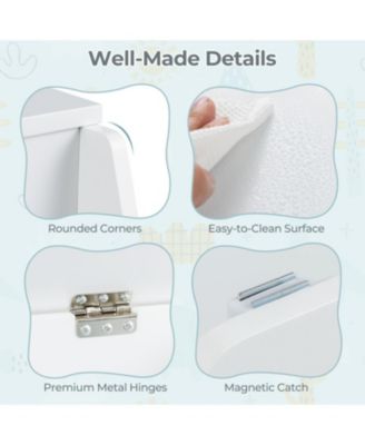 Wooden Mobile Toy Storage Organizer with Bookshelf and Lockable Wheels