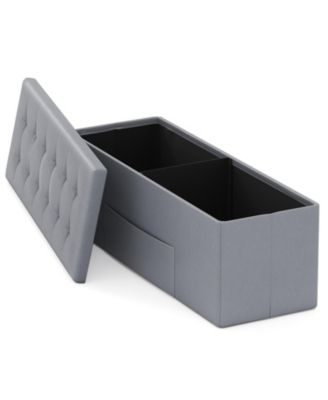 43-Inch Linen Folding Storage Ottoman Bench with Padded Top
