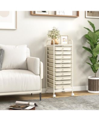 10 Drawer Rolling Storage Cart Organizer with 4 Universal Casters