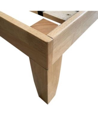 Twin Rubberwood Platform Bed Frame with Headboard and Slat Support