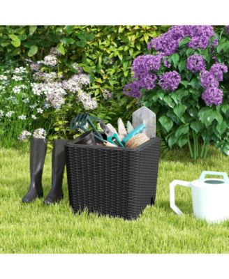 Outdoor Resin Storage Side Table with Removable Lid