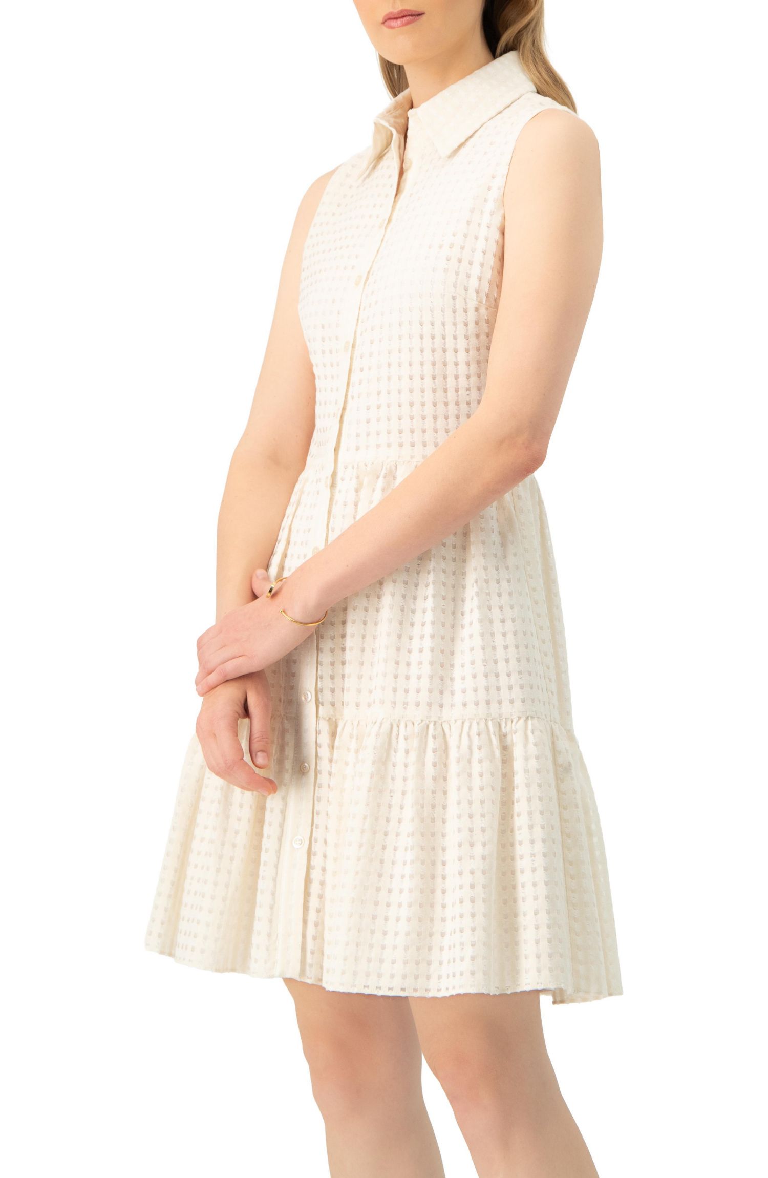 Women's Button-Up Sleeveless A-Line Knit Dress