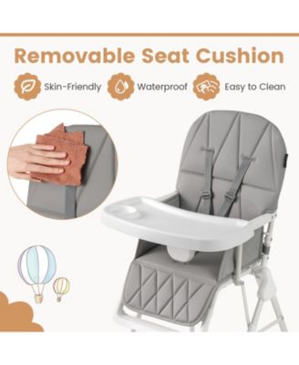 Easy Clean Compact Highchair with Removable Adjustable Tray and PU Seat Cushion