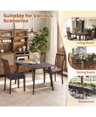 Upholstered Modern Dining Chair Set of 2 with Slanted High Backrest