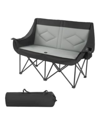 Double Camping Chair for Two 660 lbs with Dual Cup Holders