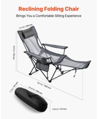 Reclining Camping Chair with Headrest and Foot Rest 220 lbs