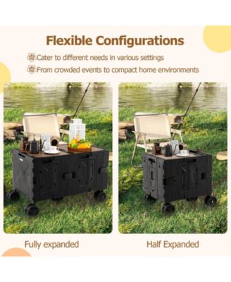 Large Foldable Utility Cart with Two Tier Storage and Handle