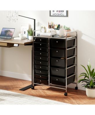Rolling Storage Cart 15-Drawer Trolley with Chrome Plated Metal Frame