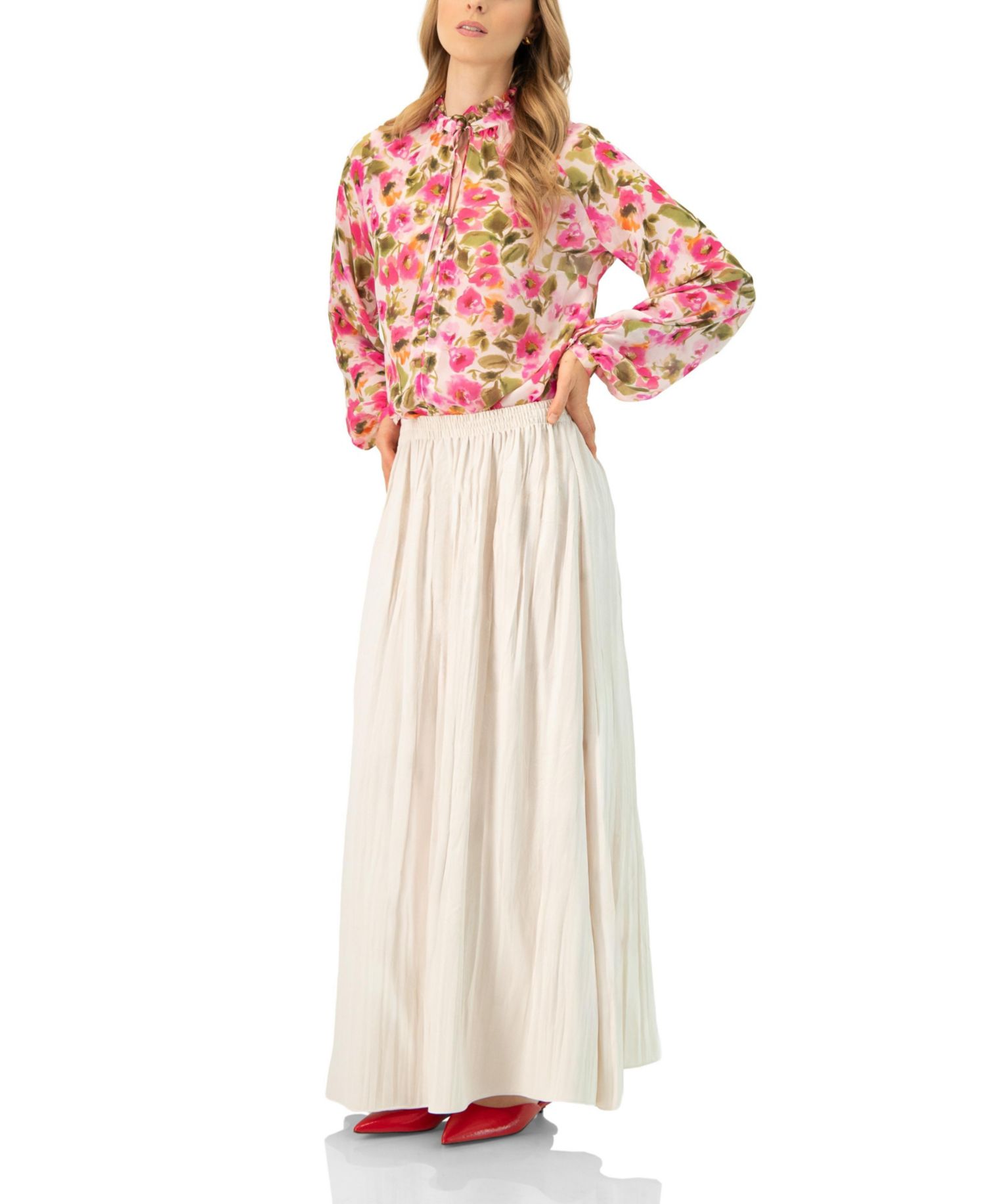Women's Floral High Neck Blouse