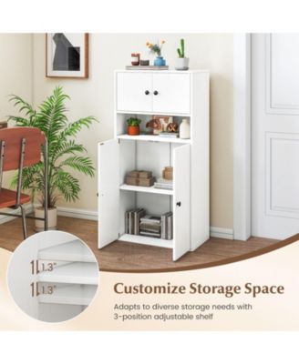 44 Inches Tall Bookshelf with Doors and Adjustable Shelf-1 Piece