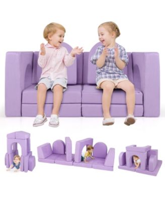 8-Piece Modular Kids Play Couch with Comfy Suede Fabric