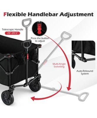 38 Inch 400 LBS Heavy-Duty Collapsible Wagon Cart with Adjustable Handle for Camping Garden