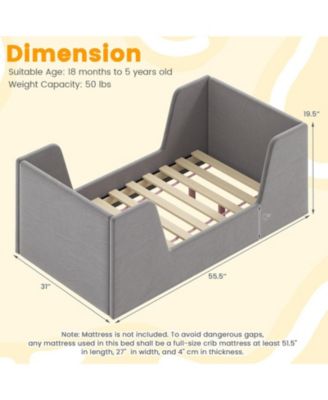 Upholstered Toddler Bed Frame with Safety Rails