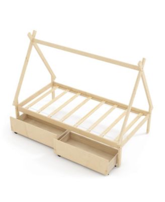 Tent Platform House Bed with Storage Drawers