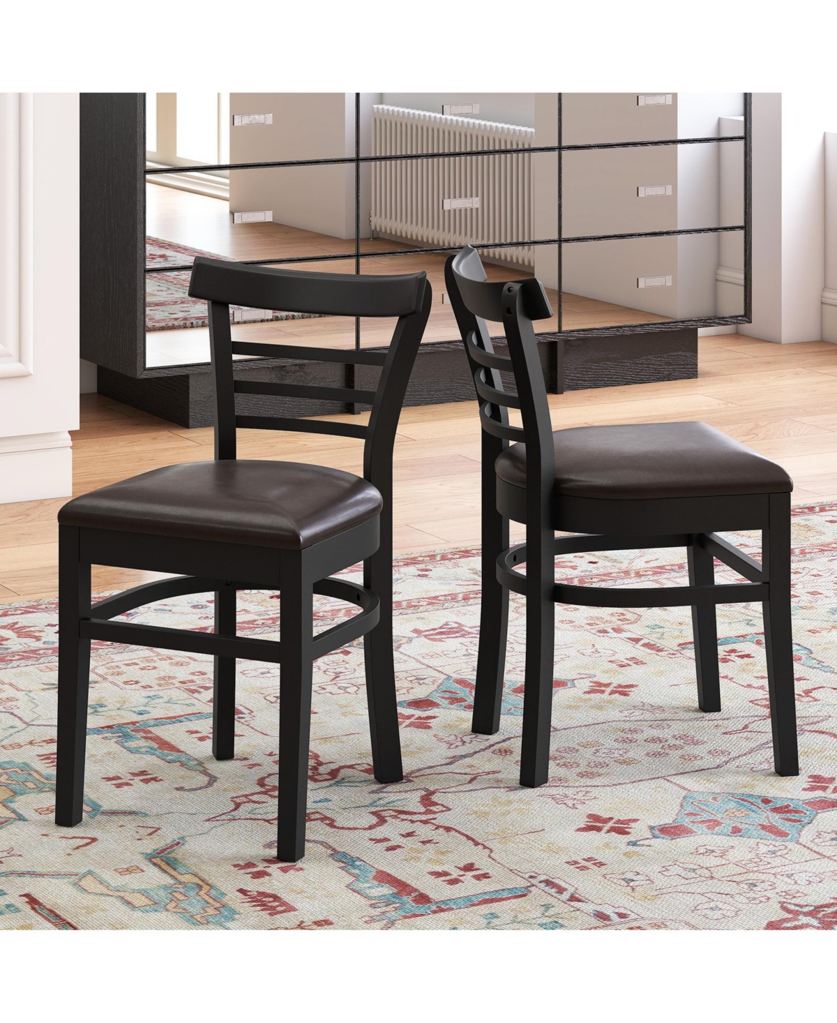 Sugift Set of 2 Wooden Dining Chair with Rubber Wood Legs for Restaurant
