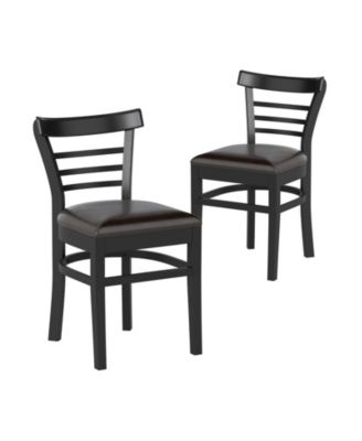 Set of 2 Wooden Dining Chair with Rubber Wood Legs for Restaurant