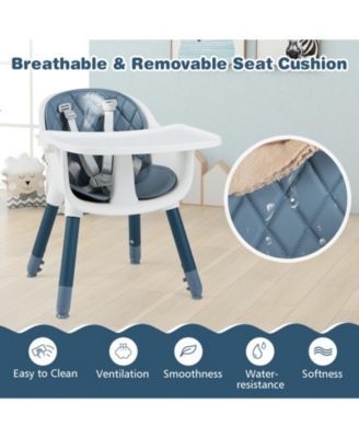 4-in-1 Baby Convertible Toddler Table Chair Set with PU Cushion