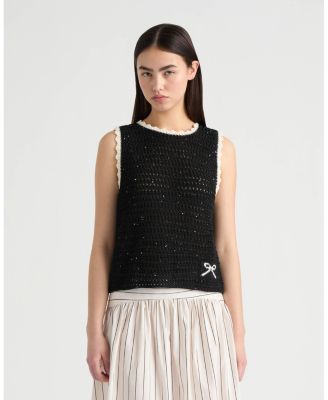 NVLT Women's Sleeveless Crochet Top with Sequins