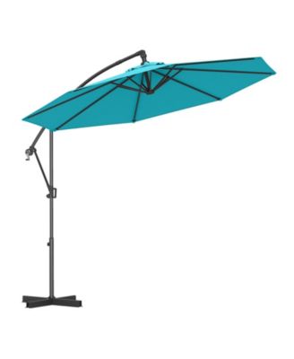 10 Feet Offset Hanging Umbrella with Base and Infinite Tilt-Turquoise