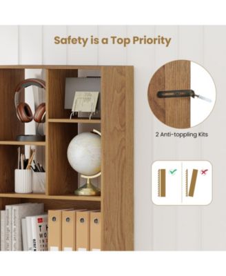 51inch Tall Freestanding Bookcase with Drawer 7-Cube Storage Organizer