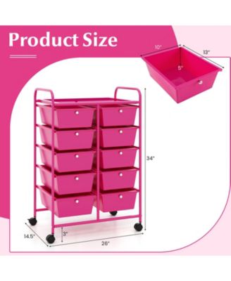 10-Drawer Rolling Storage Cart