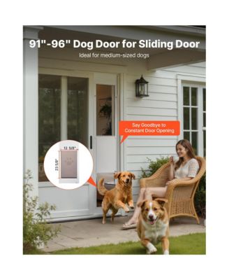 Dog Door for Sliding Glass 91-96 inches XL Flap Aluminum