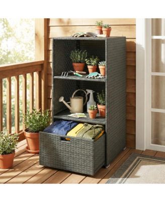 PE Rat Pool Towel Rack with 2 Storage Shelves Basket Mixed