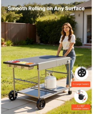 Outdoor Grill Cart 36x23 Inch Tabletop with Spice Containers