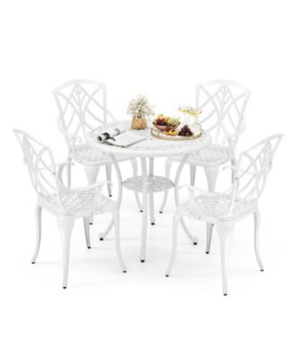 5 Piece Patio Cast Aluminum Dining Set with Umbrella Hole