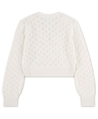 Girls' 5-16 Pointelle Cardigan Sweater