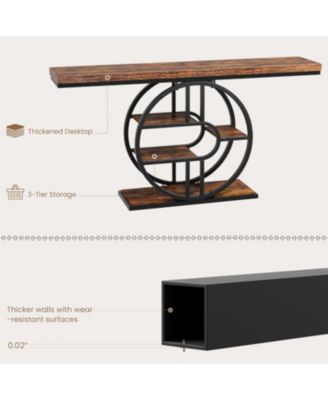 55" Entryway Table, 5-Tier Console Tables for Entryway, Industrial Narrow Sofa Tables with Storage for Living Room, Long Entry Hallway Table