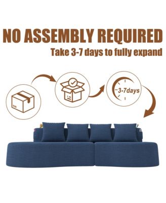 3-Seater Half Moon Curved Sectional Sofa, Modern Modular Couch with Soft Chenille Fabric, 2 Cup Holders and Side Pockets for Living Room