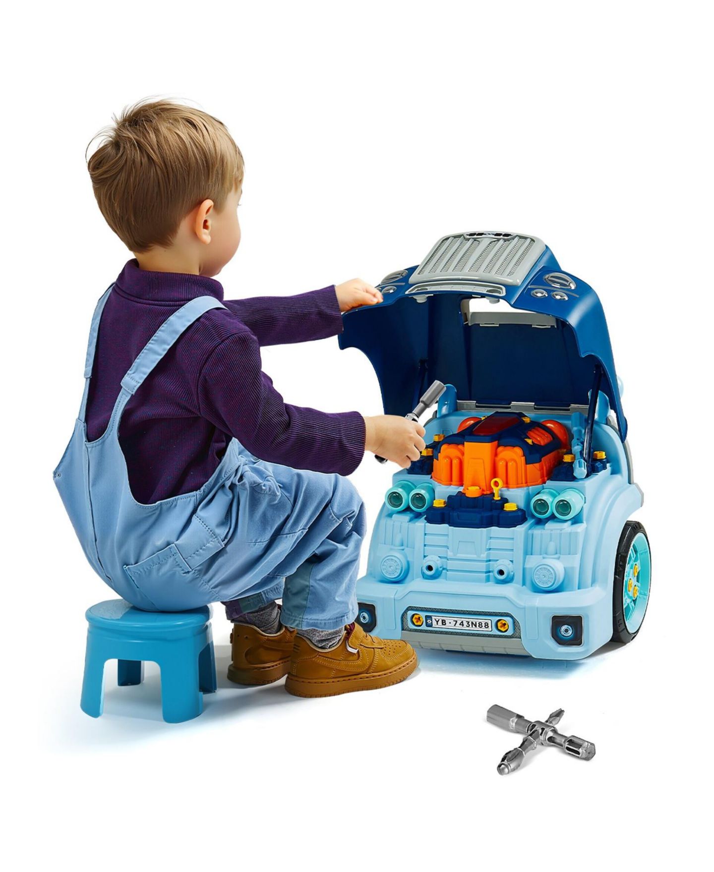 Детский конструктор Mecale Engine Building Kit 60-Piece Building Set, Ages 3+, цвет: Синий — фото 1