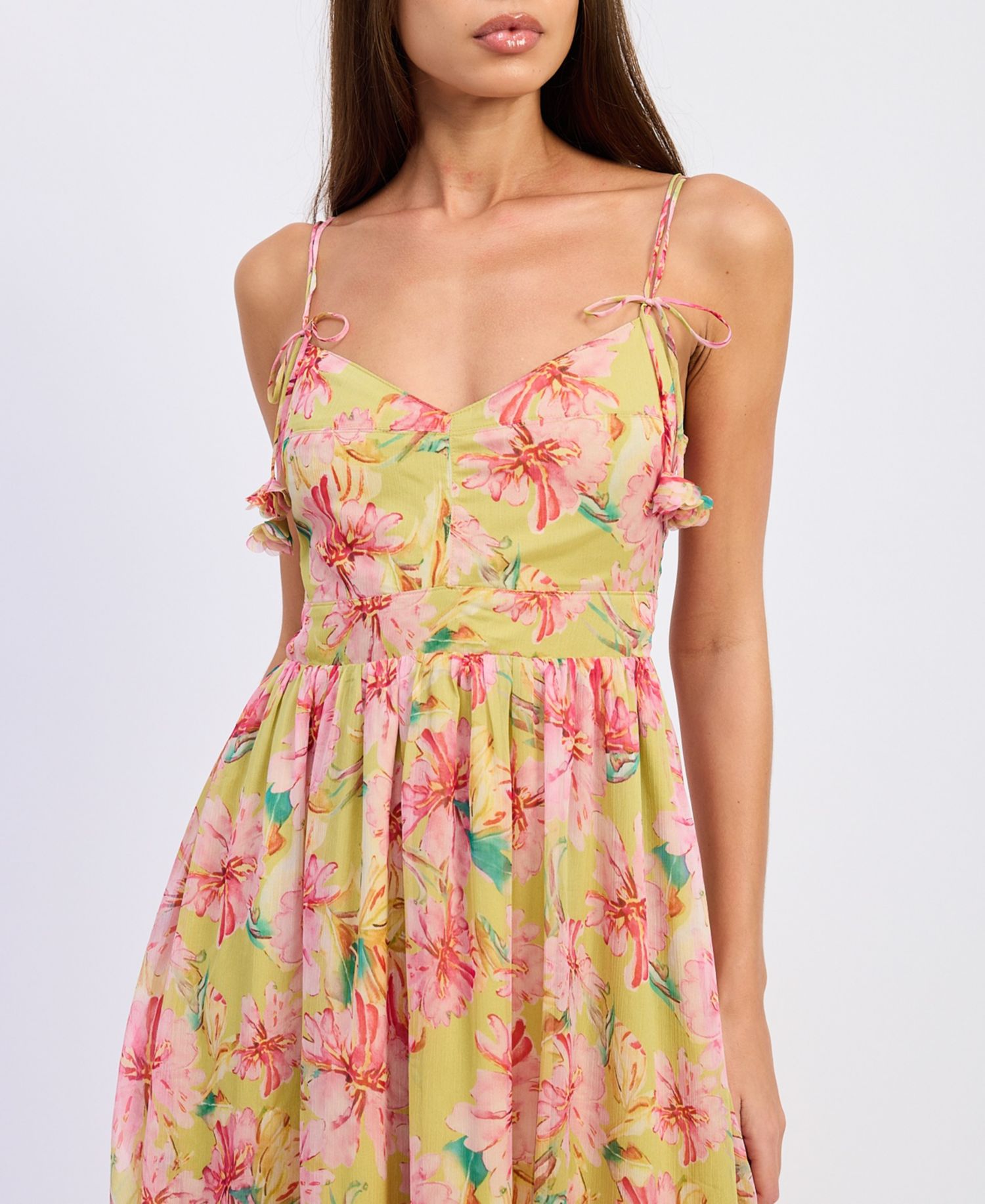 Women's Sleeveless Bustier V-Neck Midi Dress