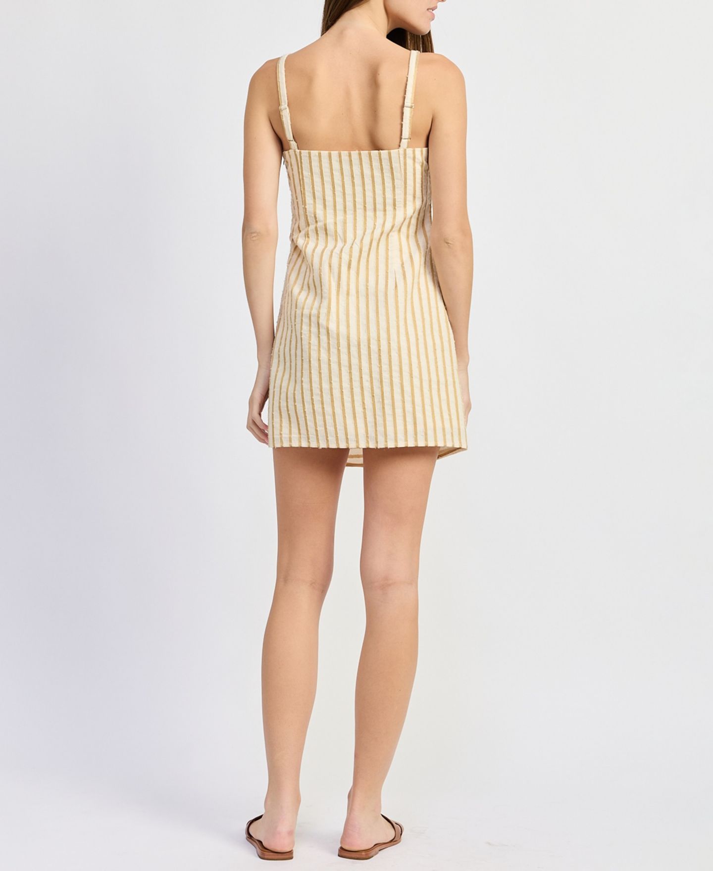 Женское платье En Saison Sleeveless Crewneck Bodycon Mini, цвет: Натуральный горчичный — фото 4