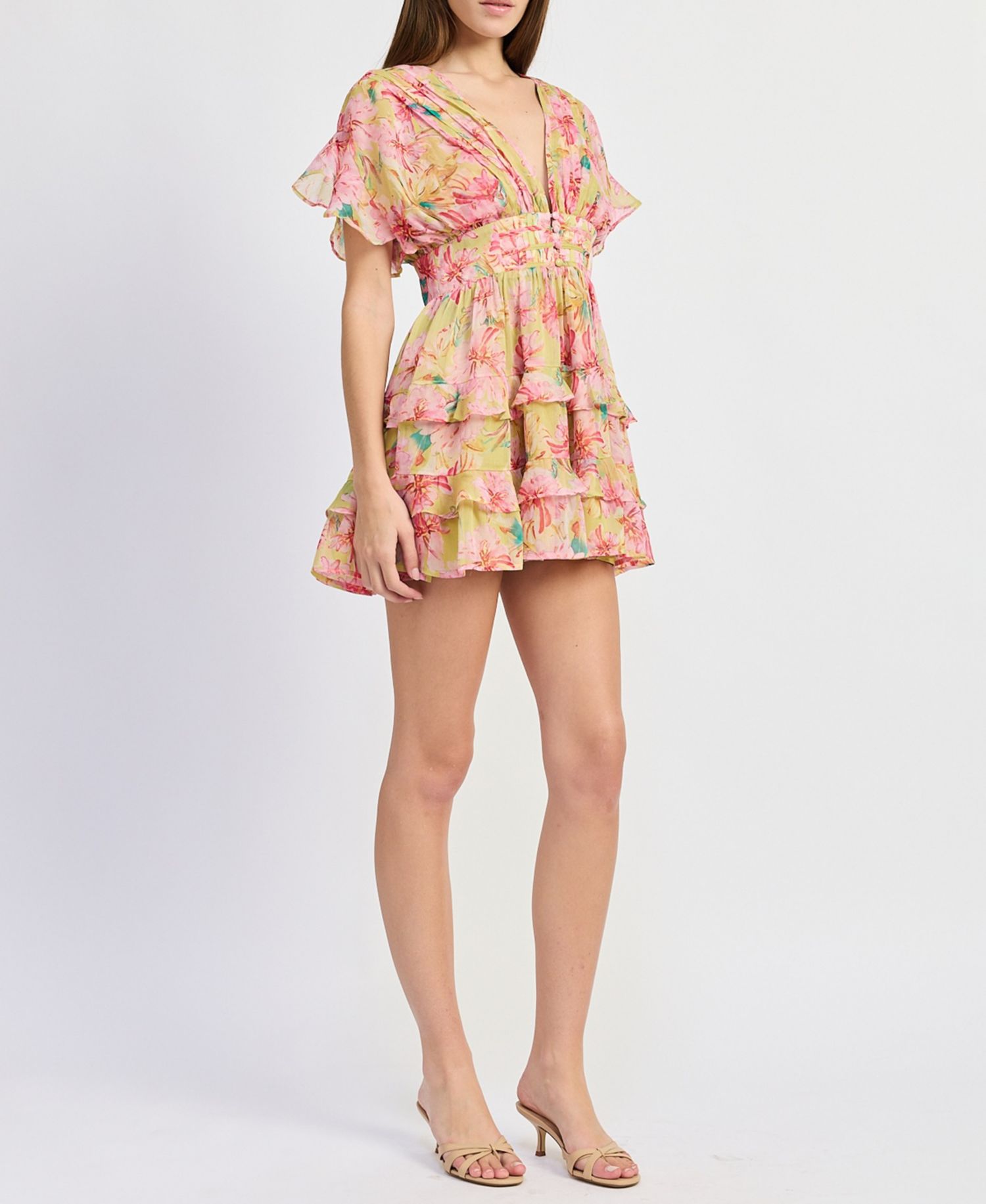 Women's Short-Sleeve V-Neck Mini Dress