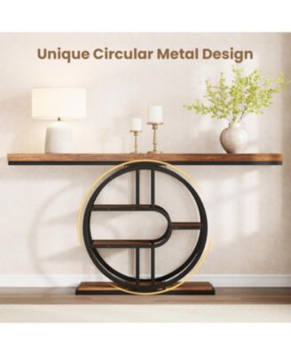 55" Entryway Table, 5-Tier Console Tables for Entryway, Industrial Narrow Sofa Tables with Storage for Living Room, Long Entry Hallway Table