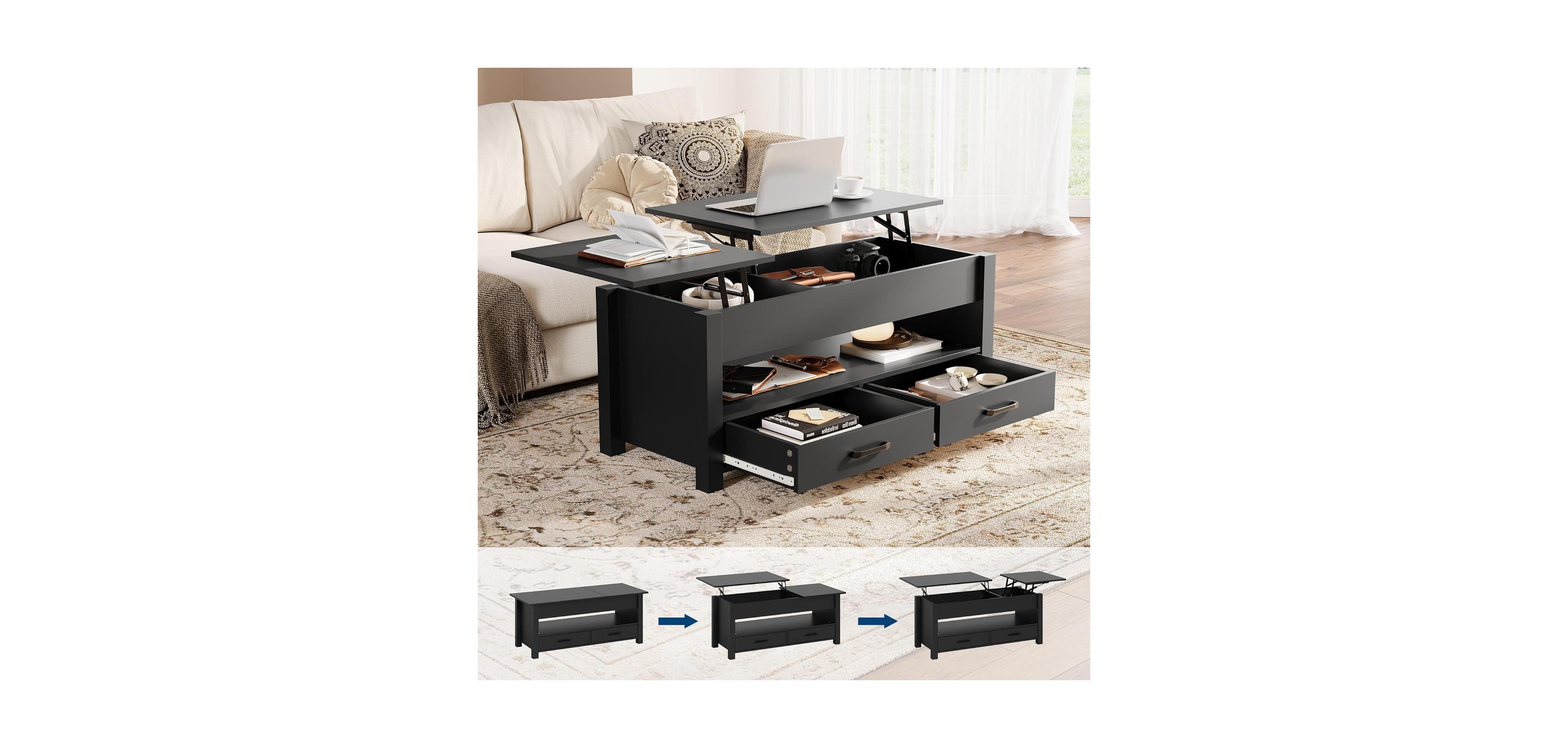 gaomon 47.2" Coffee Table with Storage, Multi-Function Lift Top Coffee Table with Wooden Lift Tabletop