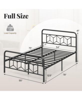 Full Size Platform Bed with High Headboard and Snap Lock Metal Slats